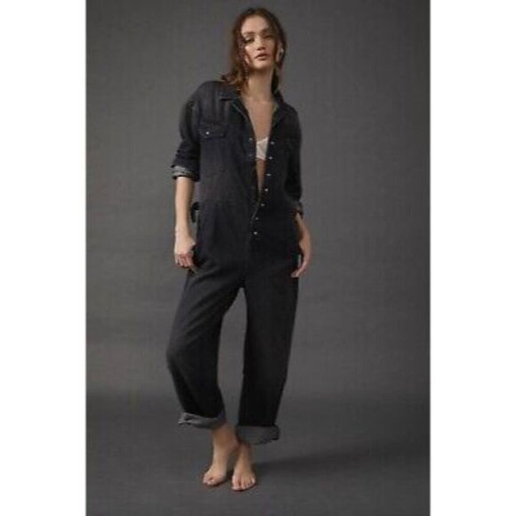 FREE PEOPLE x Care FP Townes Jumpsuit in Wash Black Size X-Small - Picture 1 of 13